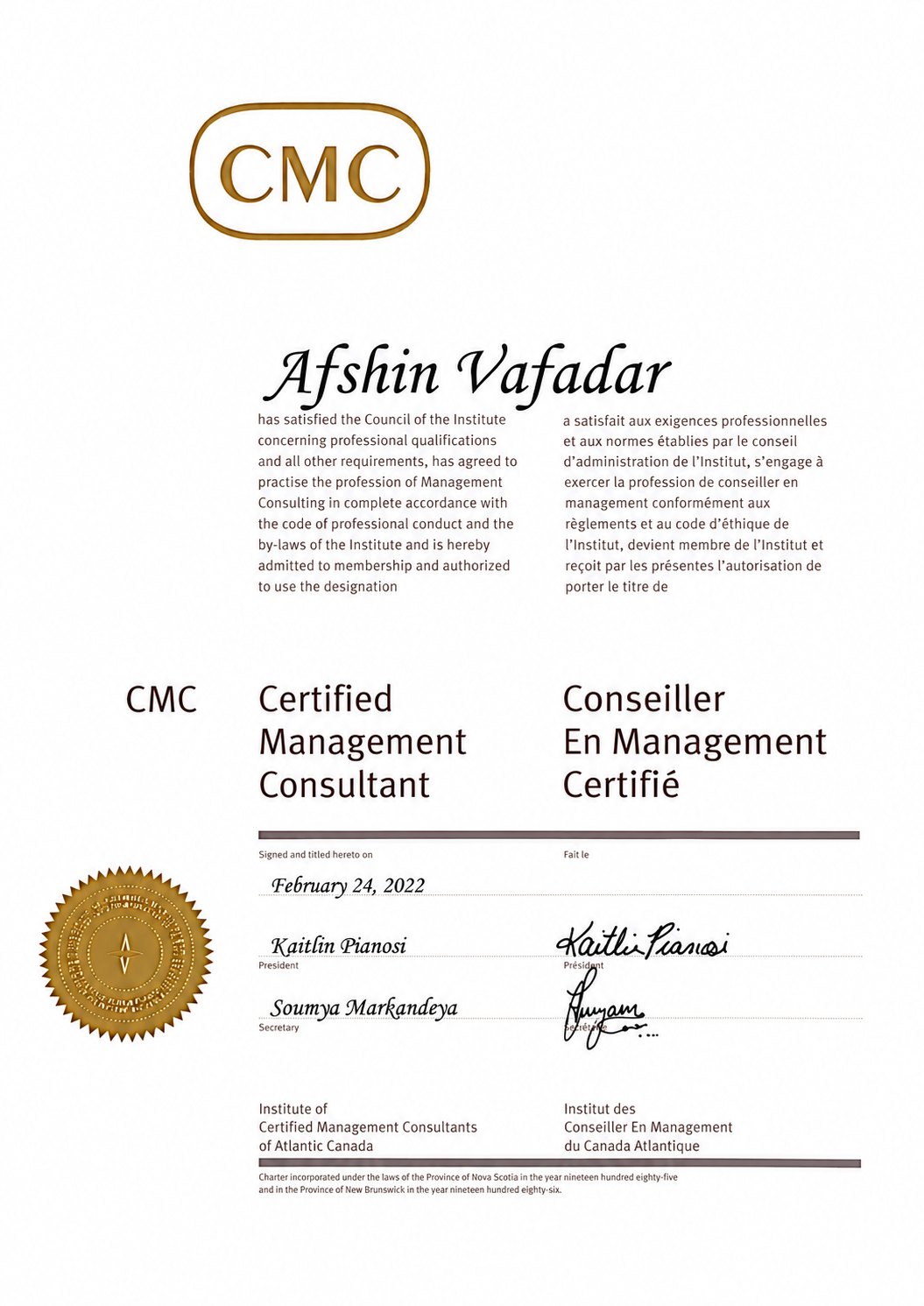 Certified Management Consultant (CMC)